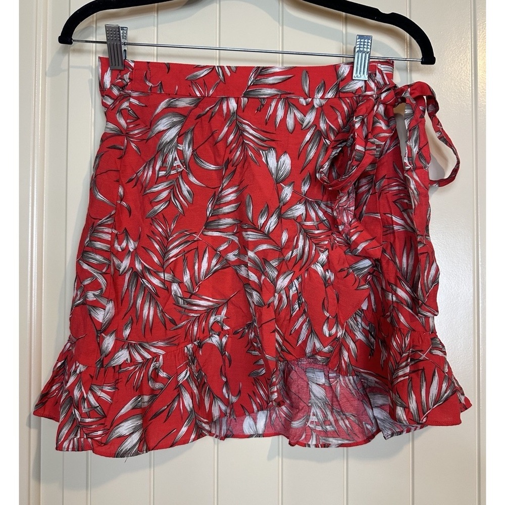 Emory Park Womens‎ Floral Hawaiian wrap ruffle Skirt Vacay Cruise Beach Sz S NWT